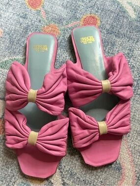 Frances Valentine Frenchie Bow Slide Sandals, feminine, love shack fancy vibes